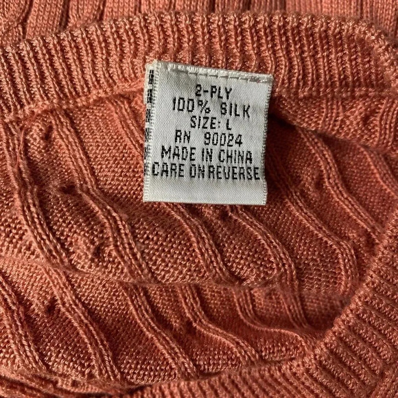 2 Fly Silk women’s L Fisherman Knit long sleeve button Up cardigan sweater Y2K - Picture 4 of 7